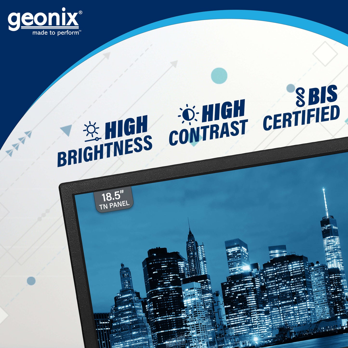 18.5" Geonix PC LED MONITOR GXTF-WVHDF185