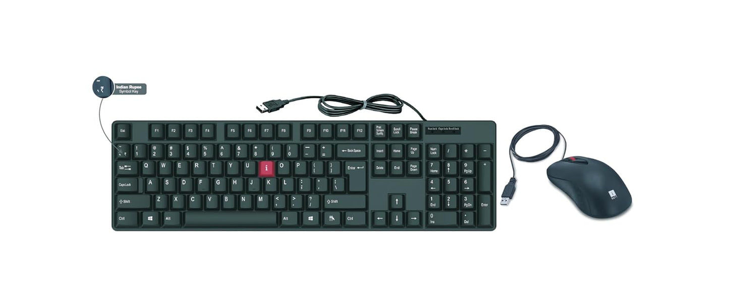 Wired iBall Stylex Combo Keyboard Mouse Set | High-Speed Optical Mouse | 1200 CPI | Ergonomic & Slim Design | Plug-n-Play USB | Unique Keys Style